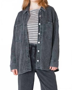 Dex Edge Knit Denim Shacket - Gray