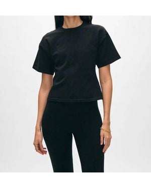 White + Warren Superfine Organic Cotton Waisted T Shirt - Black