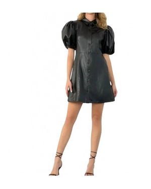Thml Romy Faux Leather Button Up Dress - Black