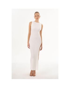 Lamarque Giovanna Rib Knit Maxi Dress - White