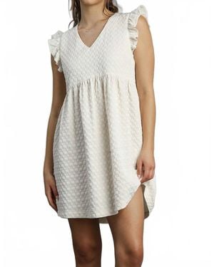 Umgee Jacquard Baby Doll Mini Dress - White
