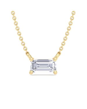 SuperJeweler Emerald Cut Lab Grown Diamond Pendant Necklace - Metallic