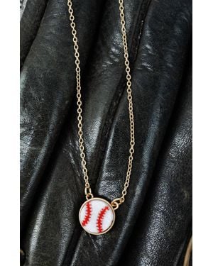 Wholesale Accessory Market Baseball Druzy Pendant Necklace - Black