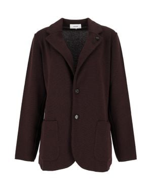 Lardini Tailored Floral Detail Knit Blazer - Black