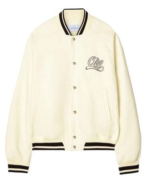 Off-White c/o Virgil Abloh 'Off Italic Souvenir' Varsity Jacket - Natural