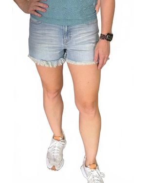 Hidden Jeans Frayed Denim Shorts - Blue