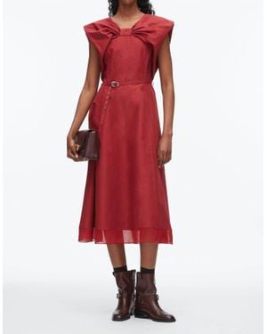 3.1 Phillip Lim Sleeveless Draped Bow Midi Dress With Belt - Red