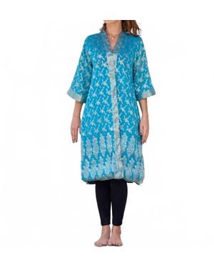 StandAwt Sedna Silk Saree Kimono - Blue