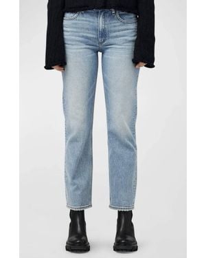 Rag & Bone Harlow Mid Rise Ankle Straight Jeans - Blue