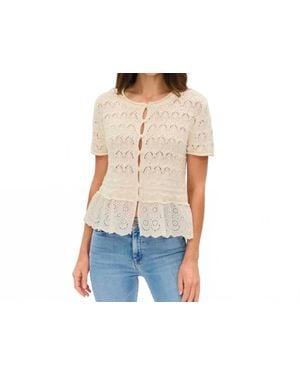 Six Fifty Margot Mixed Media Peplum Top - Blue