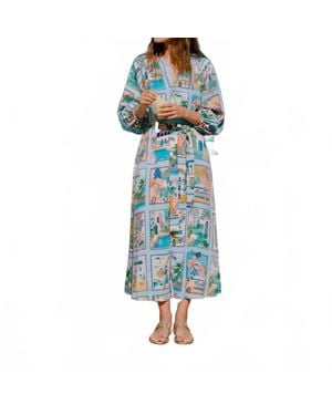 Joseph Ribkoff Tropical Scenes Print Dress - Blue