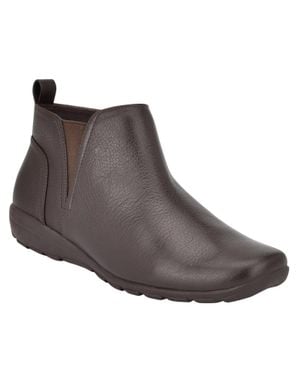 Easy Spirit Aerial Boots Leather Round Toe Ankle Bootie Lion739 - Brown