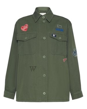 Weekend Loose-Fitting Button-Up Jacket With Classic Collar - Green