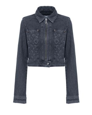 Marine Serre Moon Pattern Denim Jacket - Blue