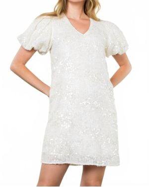 Thml Puff Sleeve Sequin Mini Dress - White