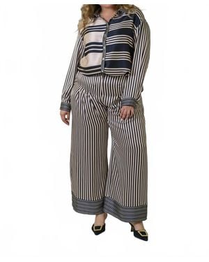 Never Fully Dressed Mono Stripe Isla Trouser - Gray