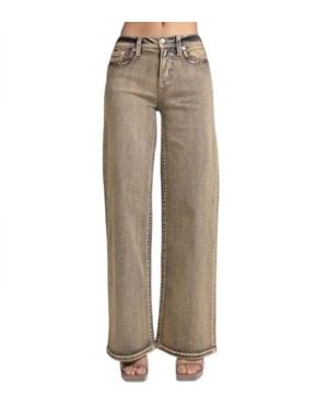 Miss Me Stitch High Rise Wide Leg Jeans - Natural