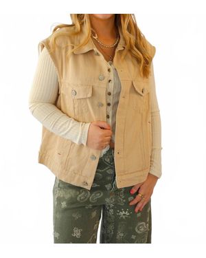 Urban Daizy Western Sunset Embroidered Denim Vest - Natural