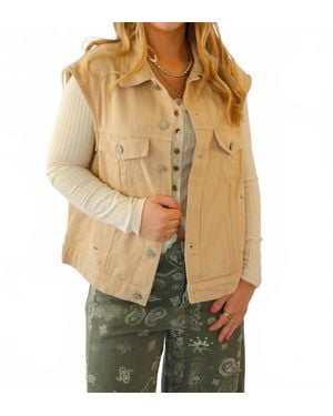 Urban Daizy Western Sunset Embroidered Denim Vest - Natural