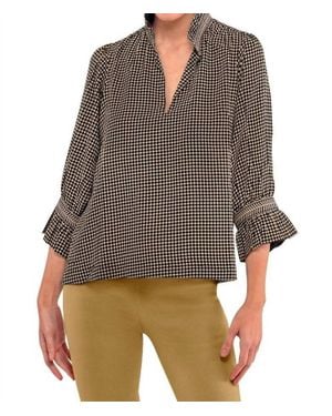 Gretchen Scott Ruffleneck Tunic Top - Brown