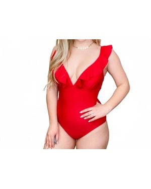 Jess Lea Flaming Hot Summer One Piece Swimsuit - Red