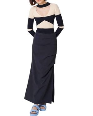 Find Me Now Orion Ruched Midi Skirt - Blue