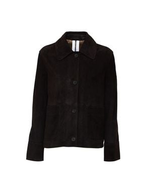 S.W.O.R.D Soft Suede Leather Boxy Shirt Jacket - Black