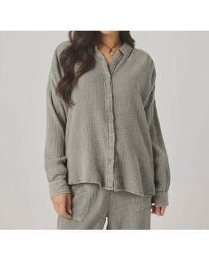 Splendid Ava Gauze Button Down Shirt - Gray