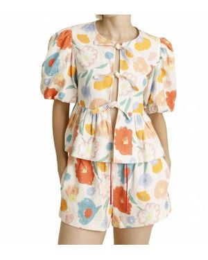 AUREUM Floral Top With Ties - Multicolor