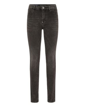 Philipp Plein Denim High Waist Jegging Logo - Gray