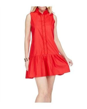 J joy High Neck Trim Dress - Red
