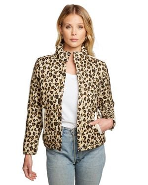 Chaser Brand Heirloom Wovens Quilted Cropped Mock Neck Puffer Jacket - Brown