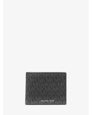 Michael Kors Harrison Logo Billfold Wallet With Passcase - Gray