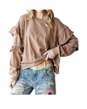 Oli & Hali Cozy Ruffles Sweatshirt - Brown