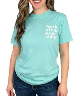 Scripted Pearl Fresh Air & Sunshine Cotton Short Sleeve Graphic Tee Shirt - Green