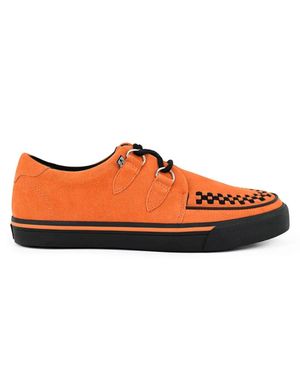 T.U.K. Pointed Creeper Sneaker Cow Suede Platform Shoes - Orange
