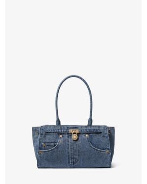 Michael Kors Michael Kors Hamilton Moderne Small Washed Denim Satchel - Blue