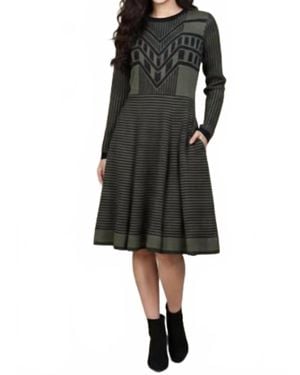Elios Textured Knit Midi Dress - Black