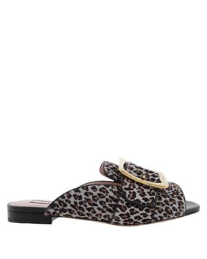 Bally Janaya Calf-Hair Leopard Slide Sandals - Black
