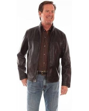 Scully Lamb Leather Zip Lined Western Jacket - Black