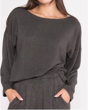 Ripley Rader Sweater-Knit Boat Neck Top - Gray