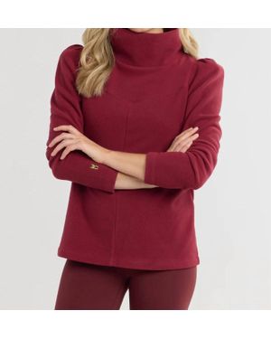Dudley Stephens Camilla Puff Sleeve Turtleneck Top - Red