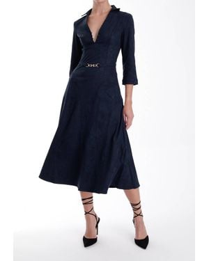 Karina Grimaldi Victoria Suede Midi Dress - Blue