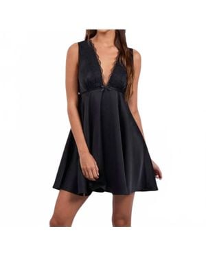 Rowan + Riot Lace Plunge Flare Mini Dress - Black