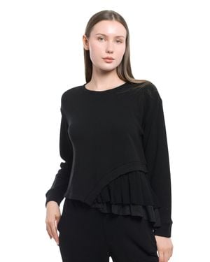 Wilt Round Neck Mix Media Sweatshirt - Black