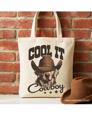 OrnamentallyYou Western Golden Retriever Canvas Tote Bag - Metallic