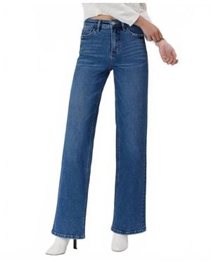 LOVERVET Elle Tummy Control 90's High Rise Wide Leg Jeans - Blue