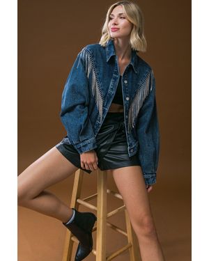 TRUEDAMES Stunning Excellence Washed Denim Jacket - Blue