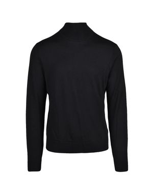 BOSS Virgin Wool-Silk Mock Neck Sweater - Blue