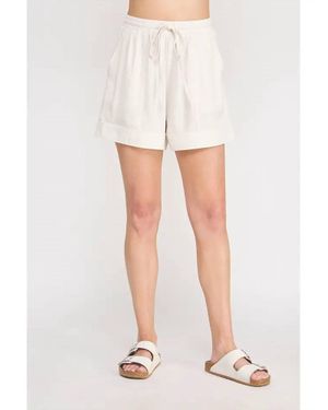 Allie Rose Clover Elastic Linen Shorts - White